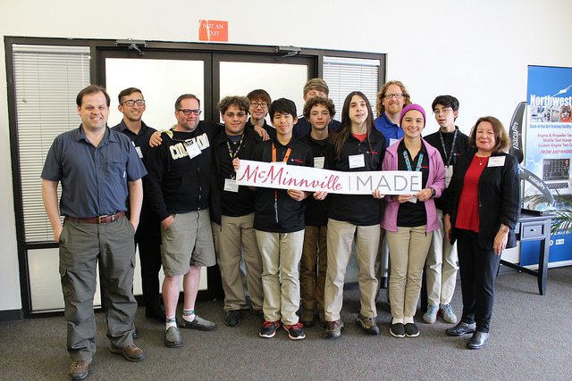 McMinnville High School Engineering and Aerospace Sciences Academy (EASA) students on a tour of NWUAV