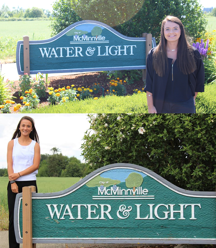 McMinnville Water & Light past interns Sylvette Benetti (2017) and Aimee Bruner (2018).