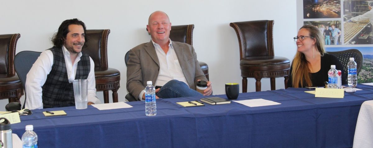 From left to right: Shon Holyfield, Paul Peterson, and Kristen Stoller lead a discussion on what it means to be an entrepreneur.