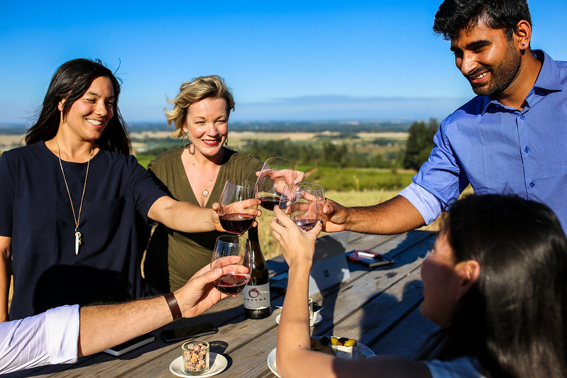 Toasting at Brooks Winery