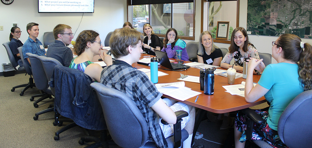 The interns of 2019 gathered for a tour of Downtown McMinnville and a Professional Development workshop on Marketing Yourself.