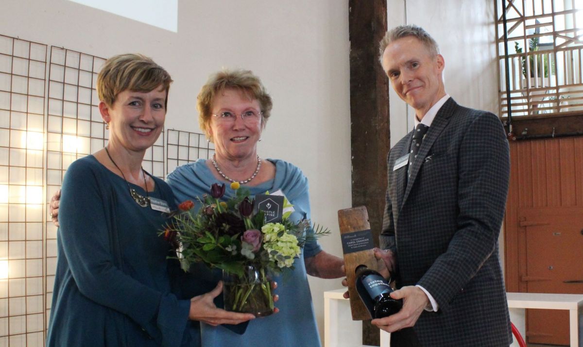 From left to right: MEDP Programs Manager Heather Hadley Blank, MEDP Board Member Carol Granger, MEDP Executive Director Scott Cooper